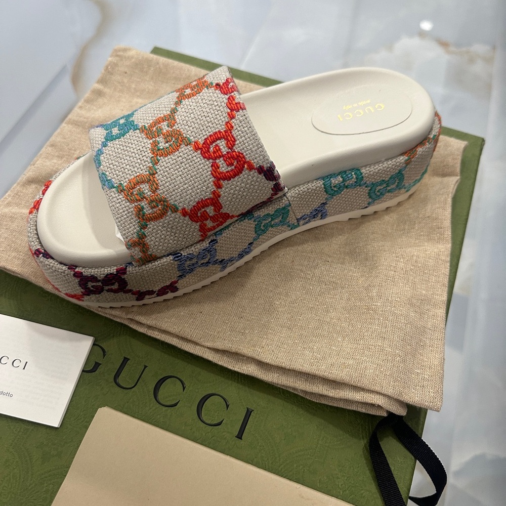 Gucci Psychedelic Mini GG Multicolor Sandals size 38